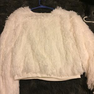 Fuzzy white colored pull over